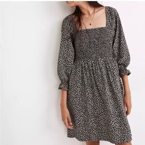 NWOT Madewell Lucie Elbow Smocked Minidress